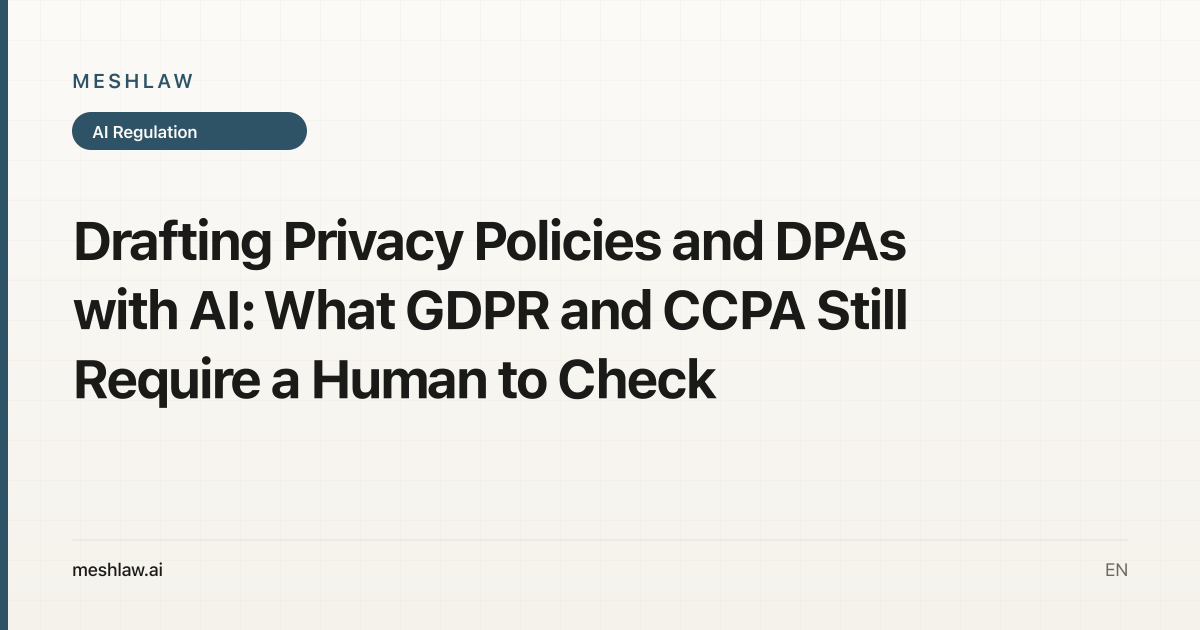 Drafting Privacy Policies and DPAs with AI: What GDPR and CCPA Still Require a Human to Check