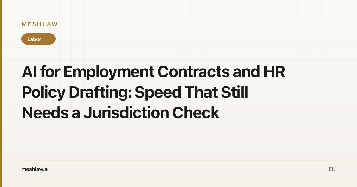 AI for Employment Contracts and HR Policy Drafting: Speed That Still Needs a Jurisdiction Check
