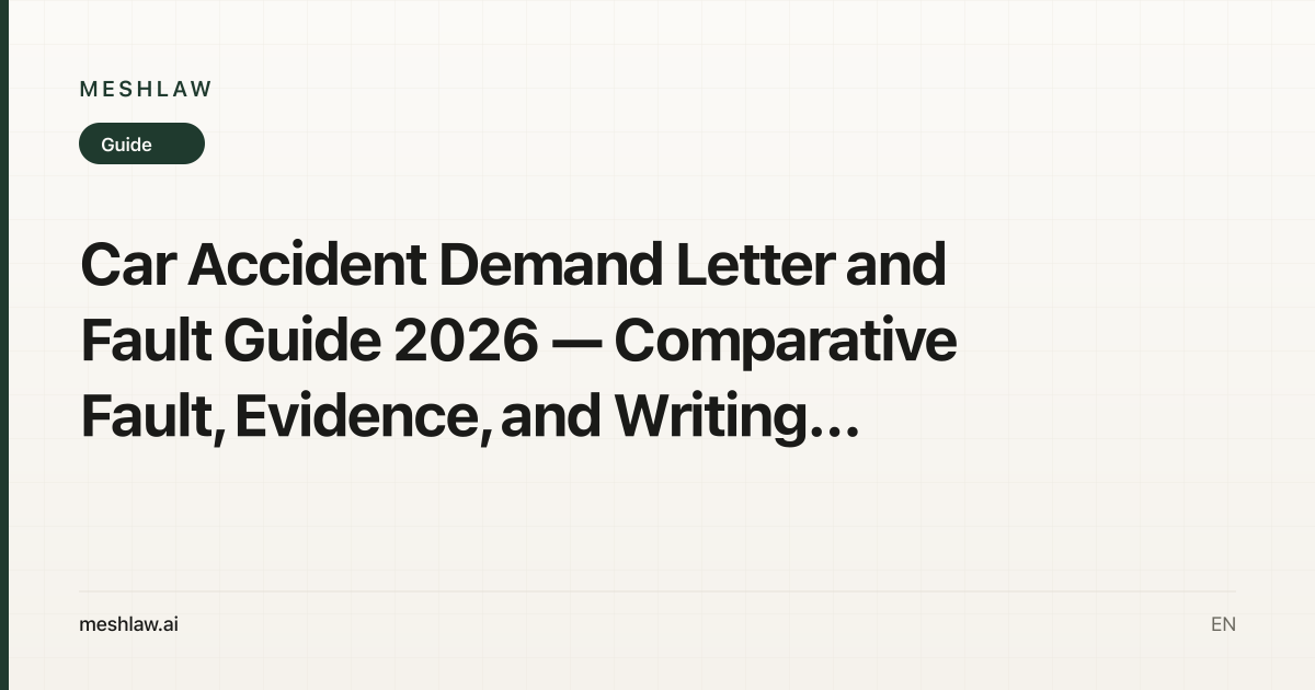 Car Accident Demand Letter and Fault Guide 2026 — Comparative Fault, Evidence, and Writing a Demand That Gets Paid