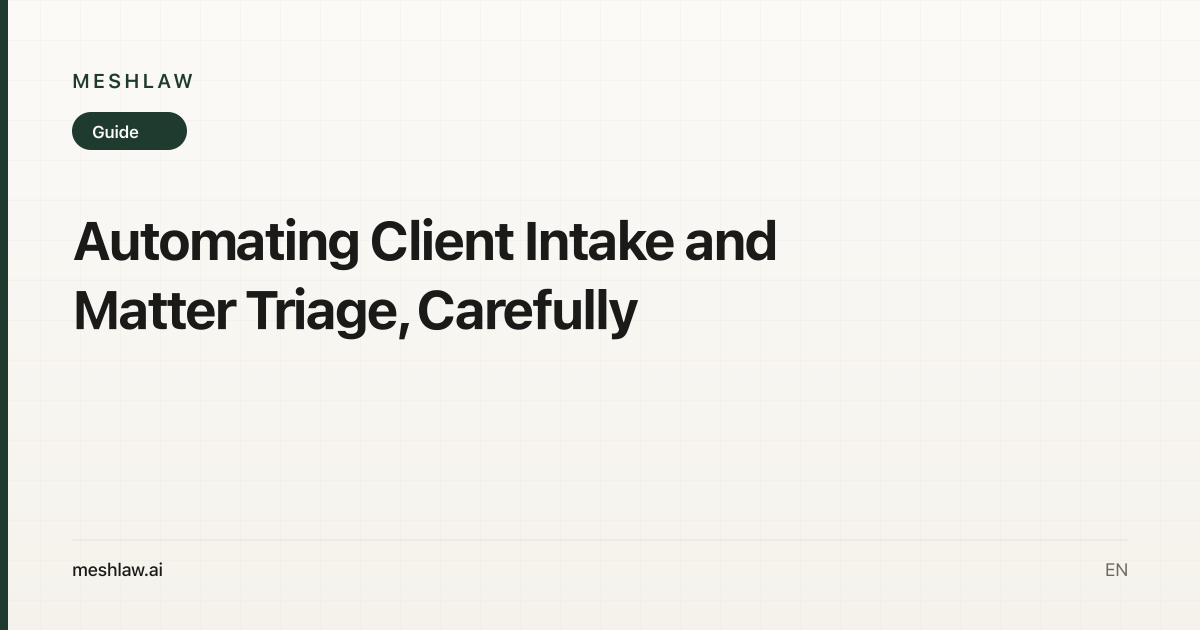Automating Client Intake and Matter Triage, Carefully