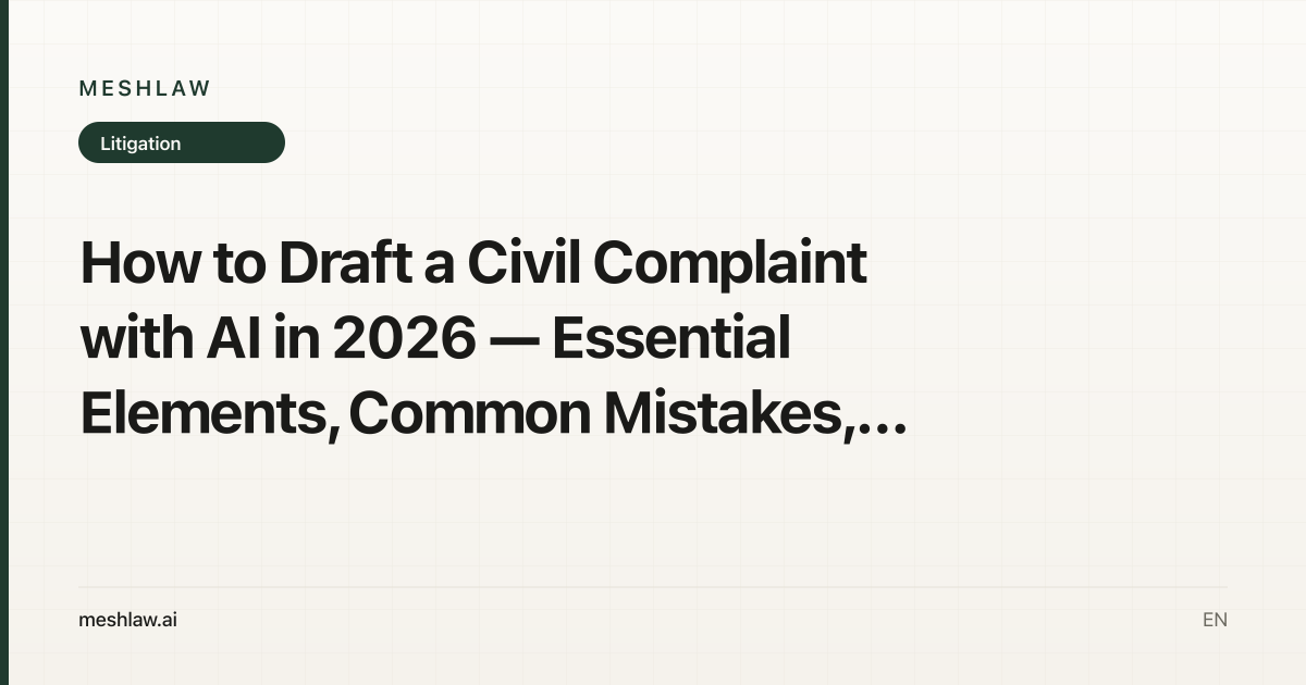 How to Draft a Civil Complaint with AI in 2026 — Essential Elements, Common Mistakes, and What AI Does Best