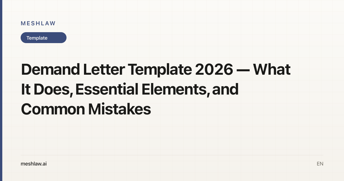 Demand Letter Template 2026 — What It Does, Essential Elements, and Common Mistakes
