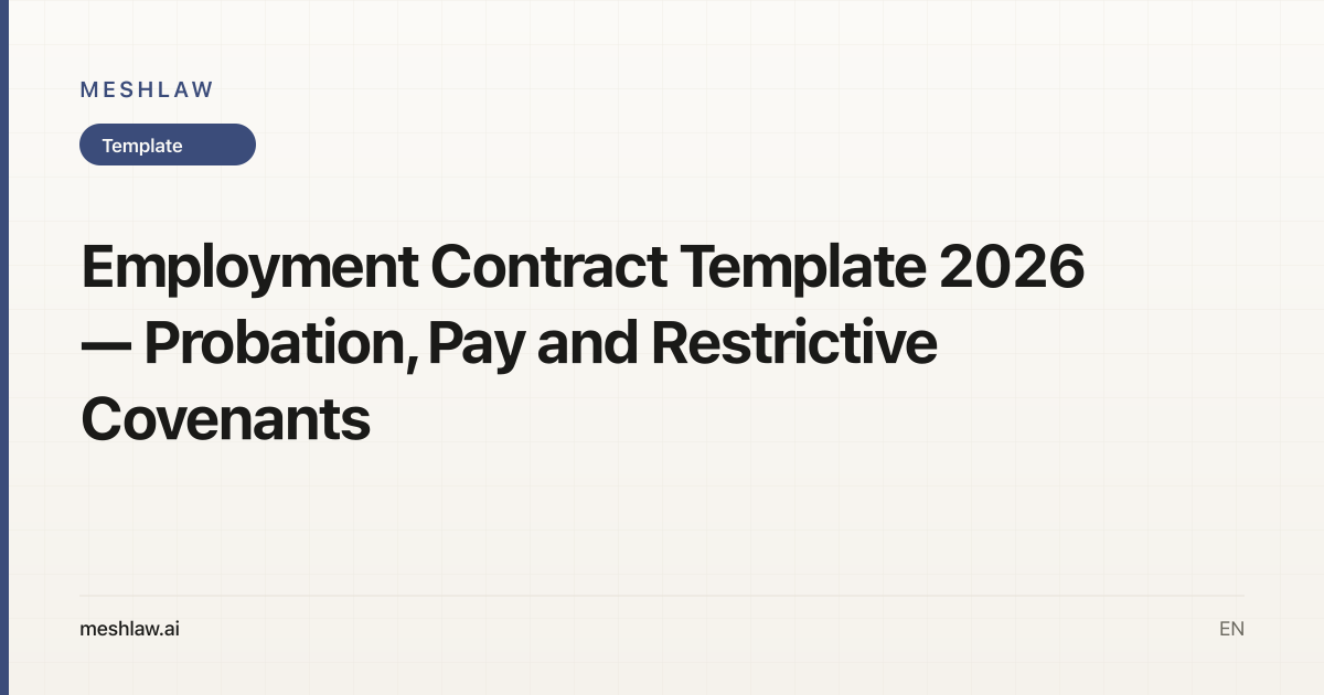 Employment Contract Template 2026 — Probation, Pay and Restrictive Covenants