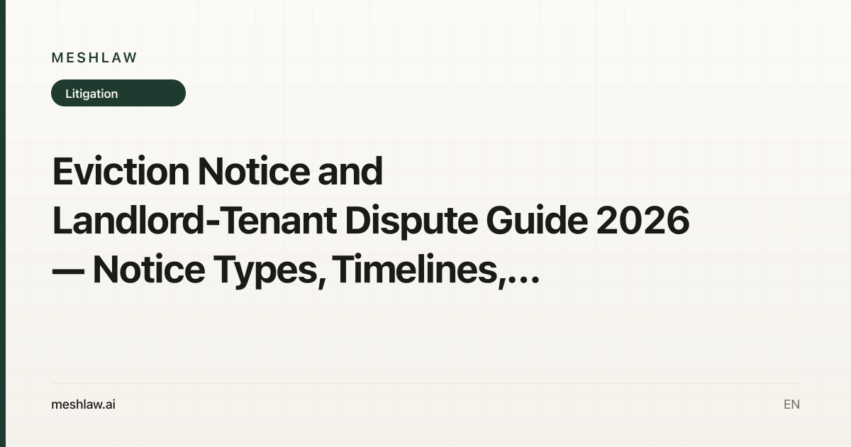 Eviction Notice and Landlord-Tenant Dispute Guide 2026 — Notice Types, Timelines, and Tenant Defenses
