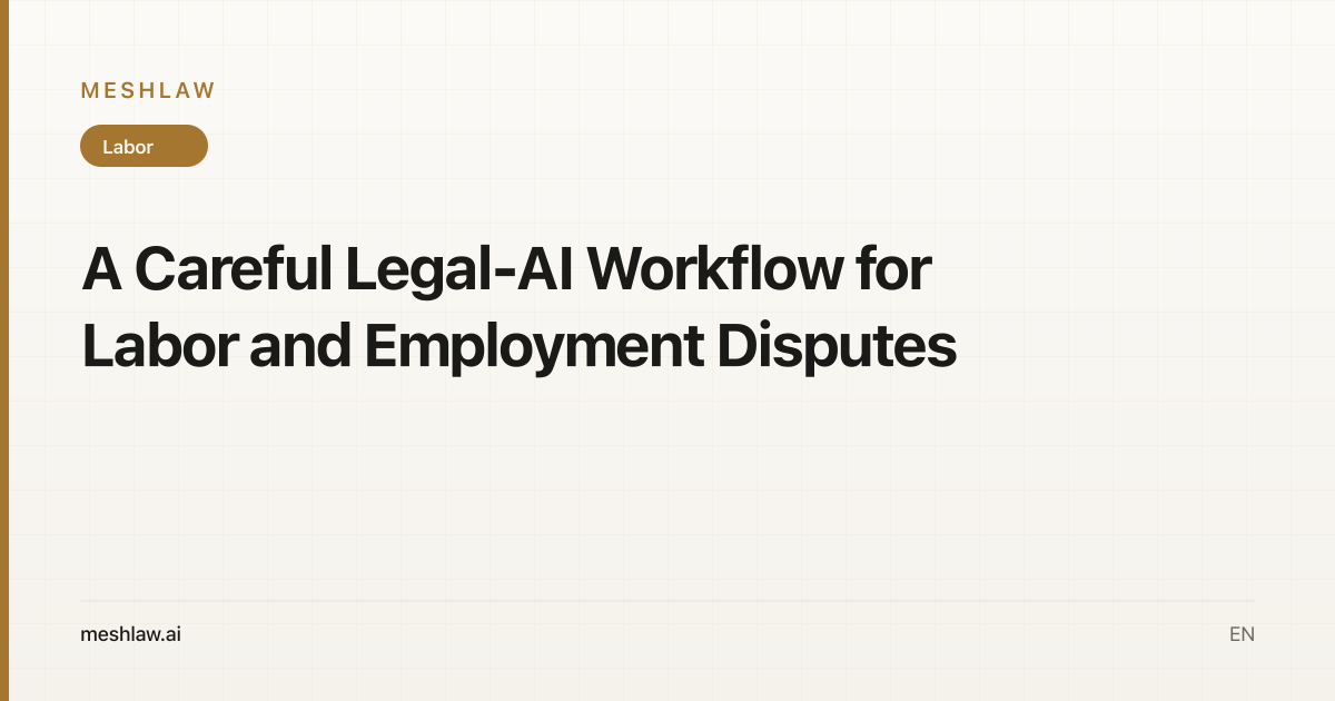 A Careful Legal-AI Workflow for Labor and Employment Disputes