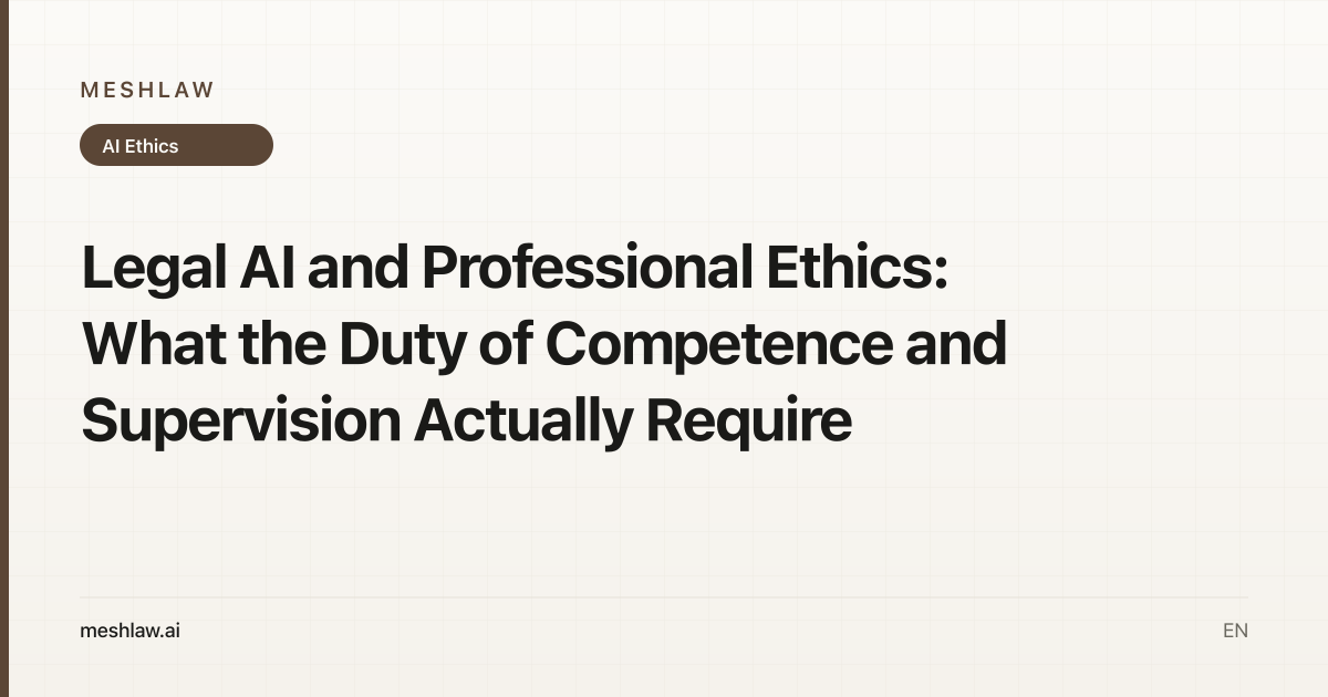 Legal AI and Professional Ethics: What the Duty of Competence and Supervision Actually Require