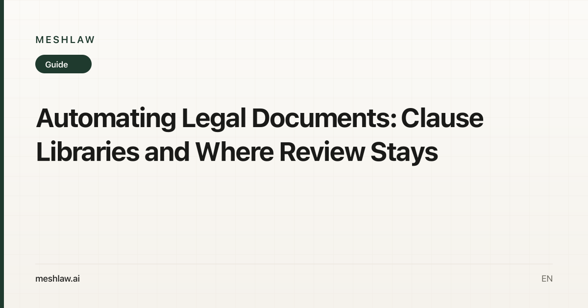 Automating Legal Documents: Clause Libraries and Where Review Stays