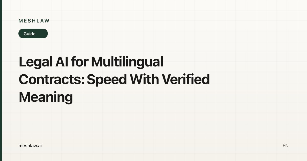 Legal AI for Multilingual Contracts: Speed With Verified Meaning
