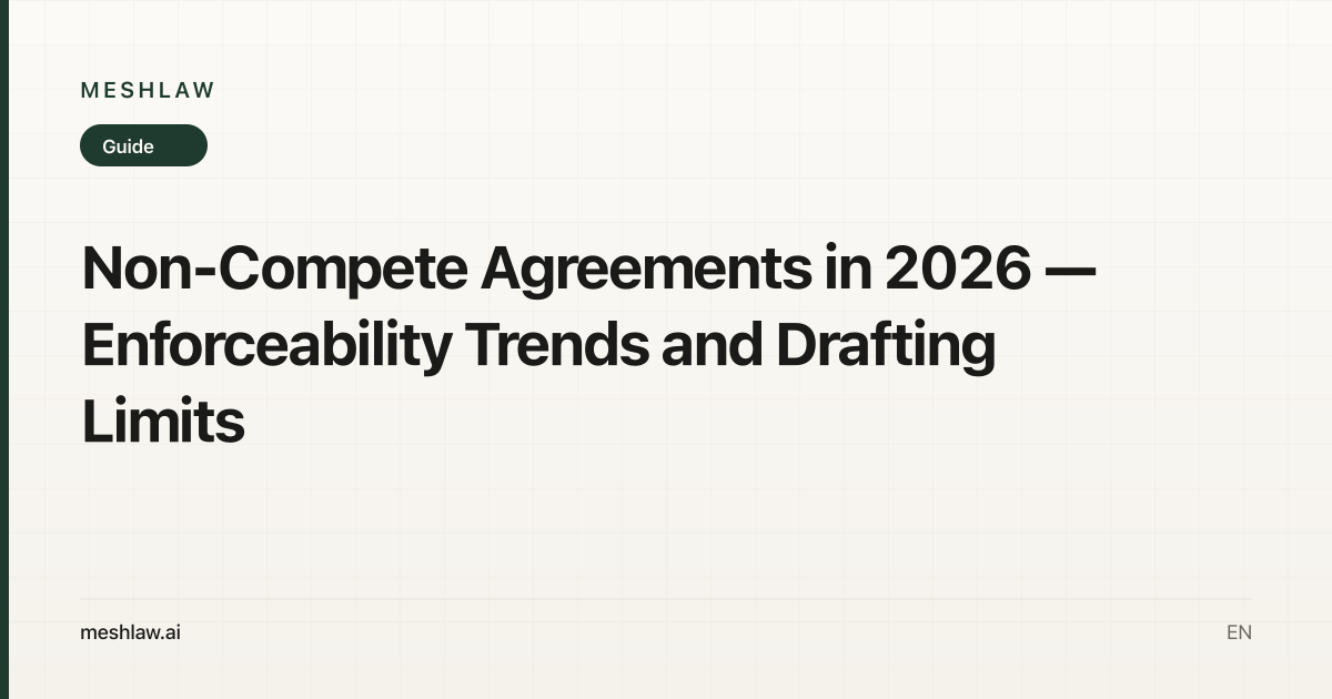 Non-Compete Agreements in 2026 — Enforceability Trends and Drafting Limits