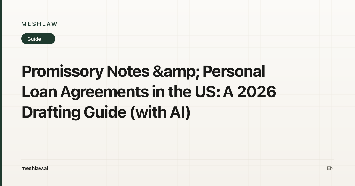 Promissory Notes & Personal Loan Agreements in the US: A 2026 Drafting Guide (with AI)