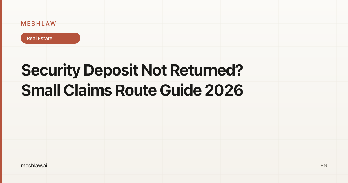 Security Deposit Not Returned? Small Claims Route Guide 2026