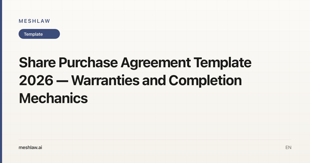 Share Purchase Agreement Template 2026 — Warranties and Completion Mechanics