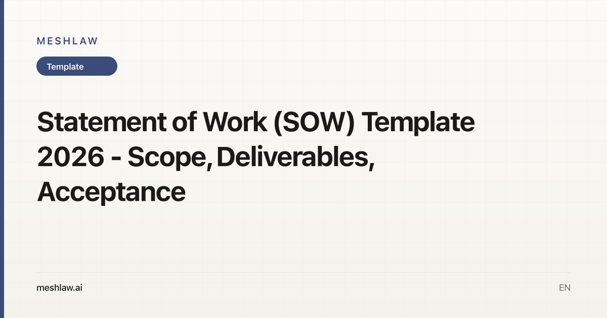 Statement of Work (SOW) Template 2026 - Scope, Deliverables, Acceptance
