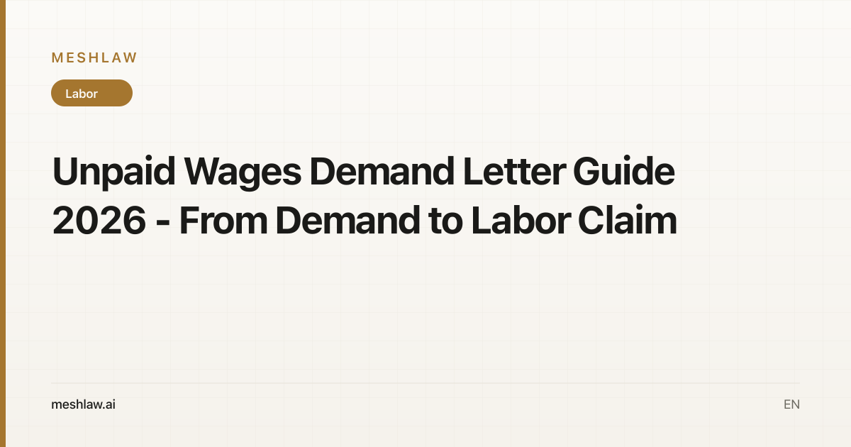 Unpaid Wages Demand Letter Guide 2026 - From Demand to Labor Claim